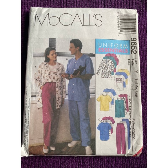 McCalls sewing pattern 9652 unisex scrubs pants top shorts size s m l - Picture 1 of 5